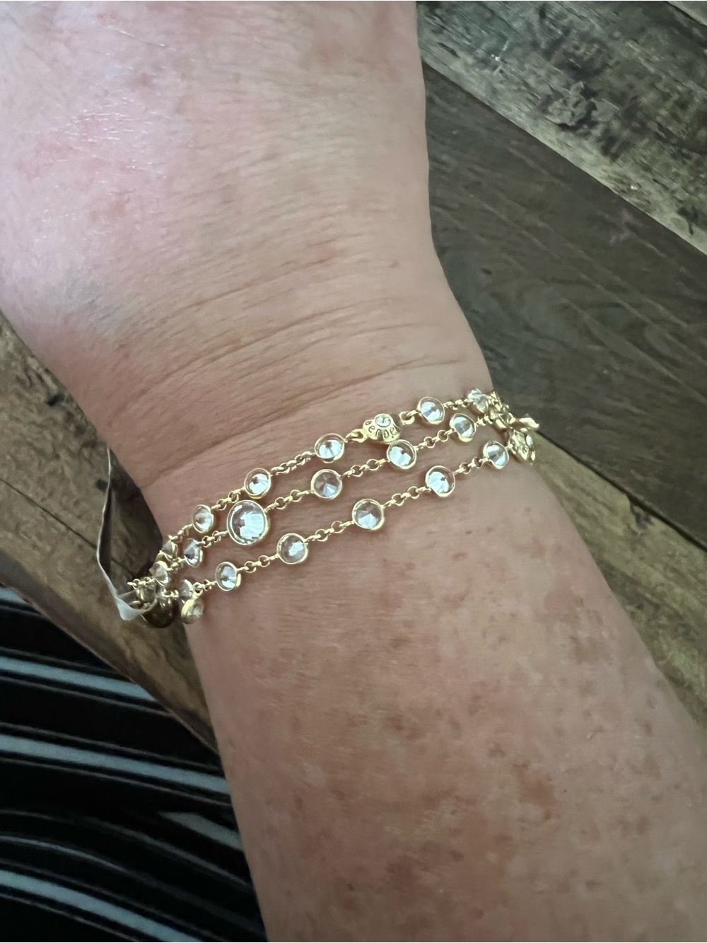 Henri Bendel Gold bracelet with Clear Crystals Multi-Strand - Picture 2 of 4